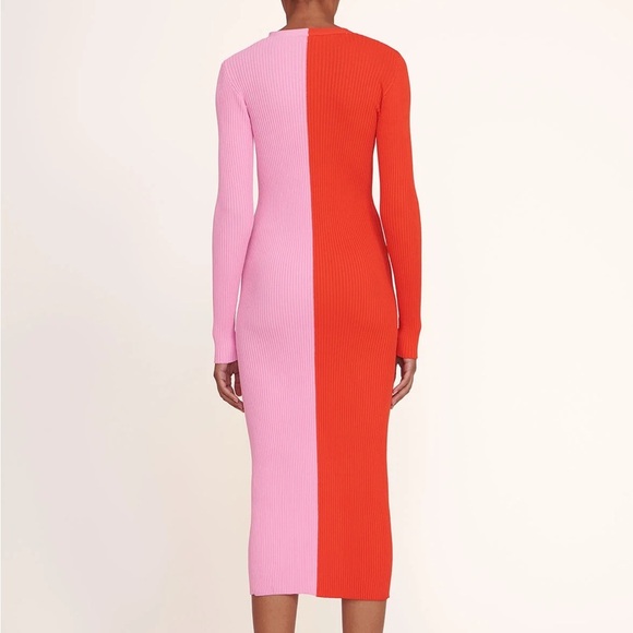 Staud red & pink two-tone colour block Shoko cardigan midi dress - Small NWT - Picture 3 of 5